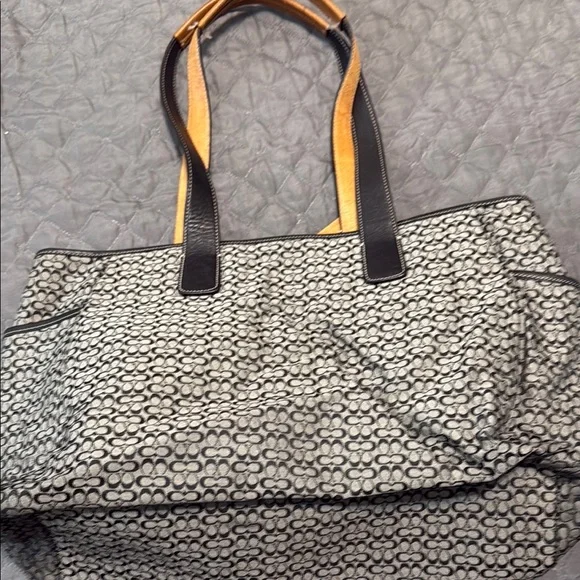 Coach Black and Tan Geometric Tote Bag - Picture 4 of 10